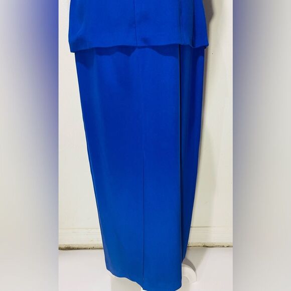 YL By Yair maxi Silk dress cocktail wedding party bride’s Mother blue women’s 12 - Picture 5 of 12